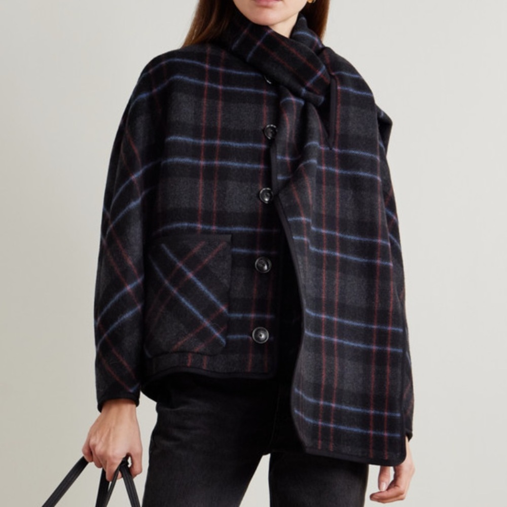 Veronica Beard martine checked wool blend coat